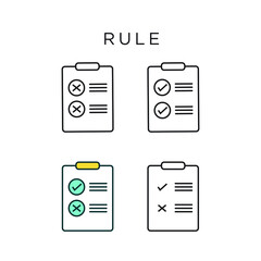 Rule icons filled, thin line, outline, and stroke styles. Rules vector icon design can be used for mobile, ui, web