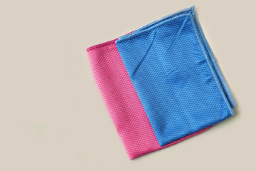 colorful microfiber cleaning cloths used in household cleaning, close-up microfiber cloths,