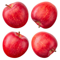 Apple red on white background. Red apple isolated. Top view collection. Set of red appl with clipping path. Full depth of field.