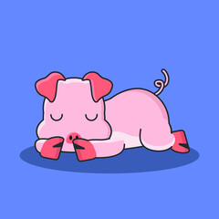 pig farm pink cartoon character cute icon drawing pet flat vector halal animal piglet piggy icon art