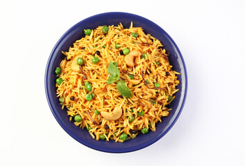 Indian Vegetable peas Pulav or Biryani made using Basmati Rice and Vegetable