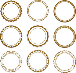 circular-labels-monochrome | set of golden frames 