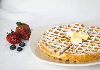 Waffle with blueberry and Strawberry