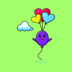 Cute cartoon Balloon mascot is skydiving with balloon and happy gesture cute modern style design for t-shirt, sticker, logo element