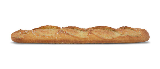 Bread: baguette with sesame isolated on white background