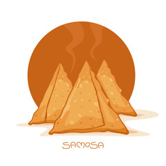 Samosa is a vegetables stuffed deep fried snack very popular in India vector