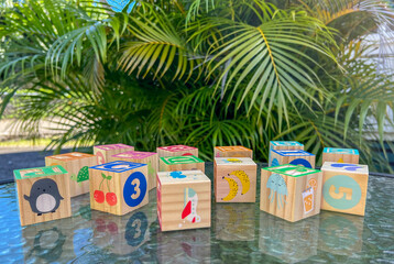 wooden game cubes for kids