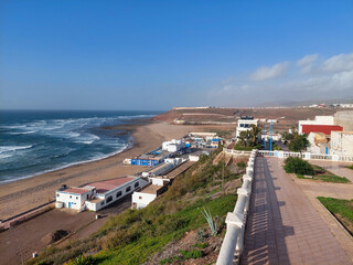 Fototapeta na wymiar La vue panoramique sur la plage de SIDI IFNI 