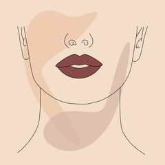 The contour of the face. A poster with an abstract female face.