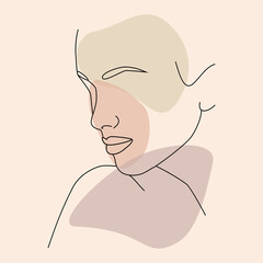 Portrait. A continuous line of a portrait of a girl.