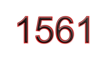 red 1561 number 3d effect white background