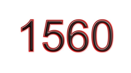 red 1560 number 3d effect white background