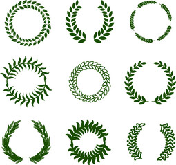 greek-round-various-branch-wreathes-set | set of laurel wreaths