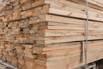 Wood stack storage of timber materials and lumber pile industry
