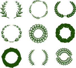 greek-round-various-branch-wreathes-set | set of laurel wreaths