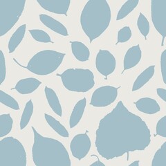 Silhouette of leaves vector in blue on a grey background.