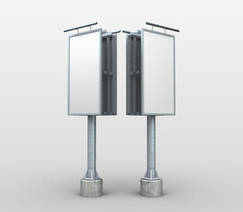 3D Rendering illustration for billboard mockup. Twin billboard and portrait orientation.