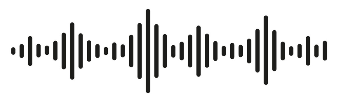 Sound and audio waves. Monochrome soundwave lines. Soundwaves rhythm symbol. Volume audio scales lines - stock vector.