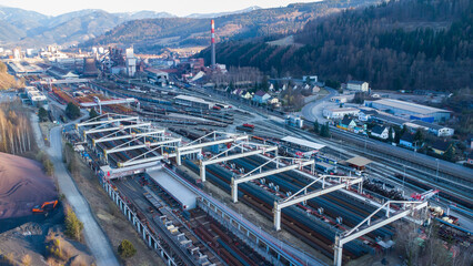 Aerial view of rail production facility in Leoben Donawitz in Austria