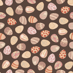 Seamless pattern with different Easter eggs