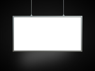 Hanging Banner Mockup isolated on black background