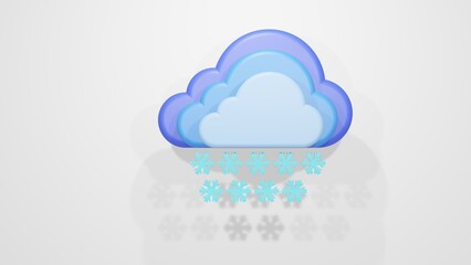 3d icon of a cloud with snow. 3d rendering. Design for weather forecast.