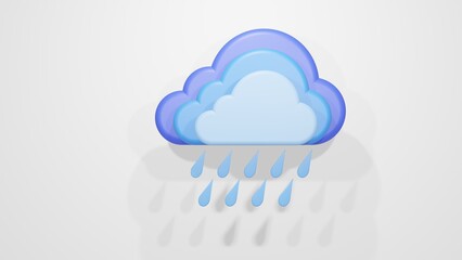 3d icon of a cloud with rain. 3d render. Design for weather forecast.