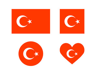 Set Turkish flag on a white background. Vector illustration.