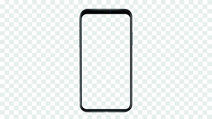Black smartphone with blank screen isolated on white background. Mockup to showcasing mobile web-site design or screenshots your applications - Clipping Path	