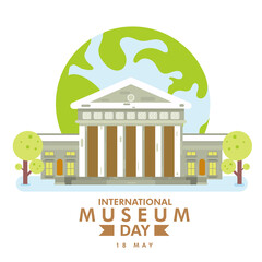 International Museum Day 18 May globe illustration vector greeting card design