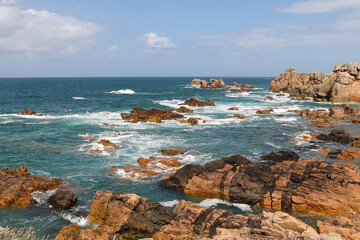 Rocky coast of Brittany -  Pink Granite Coast, Le Gouffre, Brittany, France