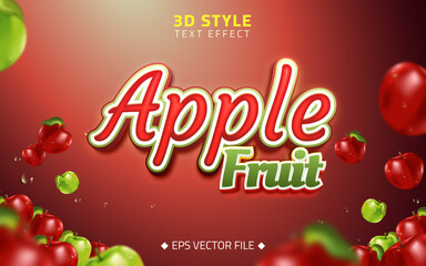 Naklejka premium Realistic Red and Green apple with editable text logo 3d effect