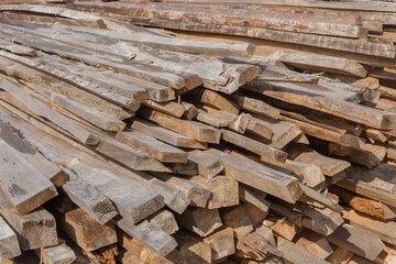 Wood stack storage of timber materials and lumber pile industry