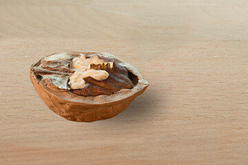 half ripe walnut isolated on white background