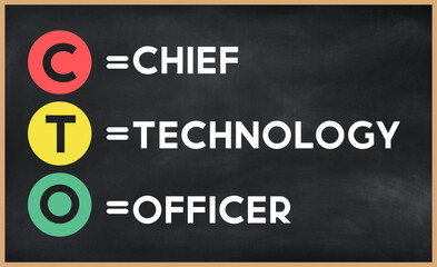 Chief technology officer - CTO acronym written on chalkboard, business acronyms.