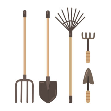 Vector set of tools for gardening and agricultural work
