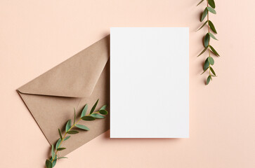 Invitation or greeting card mockup with envelope © nikavera