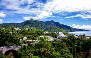 Fototapeta na wymiar View over the south coast, Basse-Terre, Guadeloupe, Lesser Antilles, Caribbean.