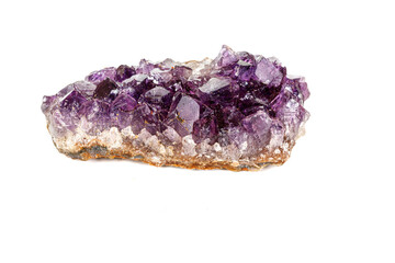 Amethyst Crystal Druse  macro mineral on white background