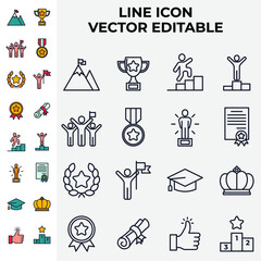 winning awards set icon symbol template for graphic and web design collection logo vector illustration