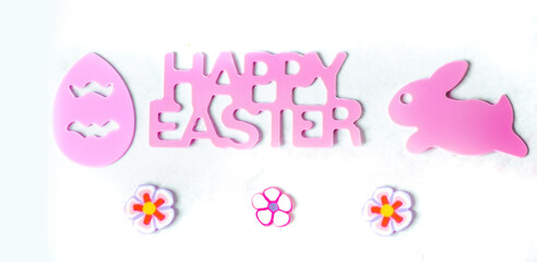 Happy Easter banner with a bunny and Easter egg