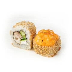 rolls, Japanese cuisine, on a white background
