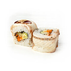 rolls, Japanese cuisine, on a white background

