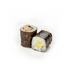 rolls, Japanese cuisine, on a white background
