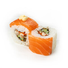 rolls, Japanese cuisine, on a white background
