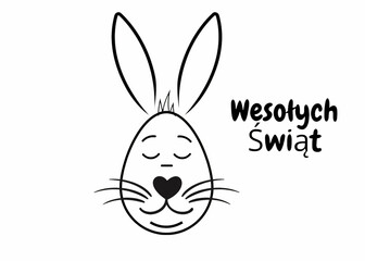 Easter postcard colorful bunny and easter eggs greetings card