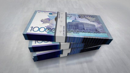 Kazakh Tenge money banknotes pack 3d illustration