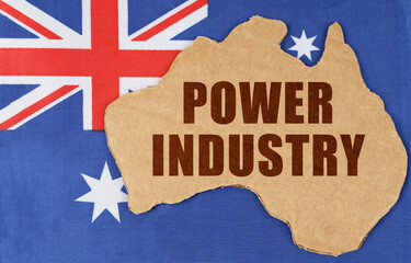 On the flag of Australia lies the contour of the map of the country with the inscription - Power...