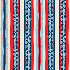 Indigo blue vertical broken stripes nautical seamless pattern. Modern marin line striped sailor print. Classic nantucket fabric textile style. Summer maritime decor. Preppy masculine fashion print