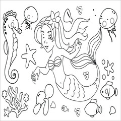 Mermaid Coloring Page For Kids